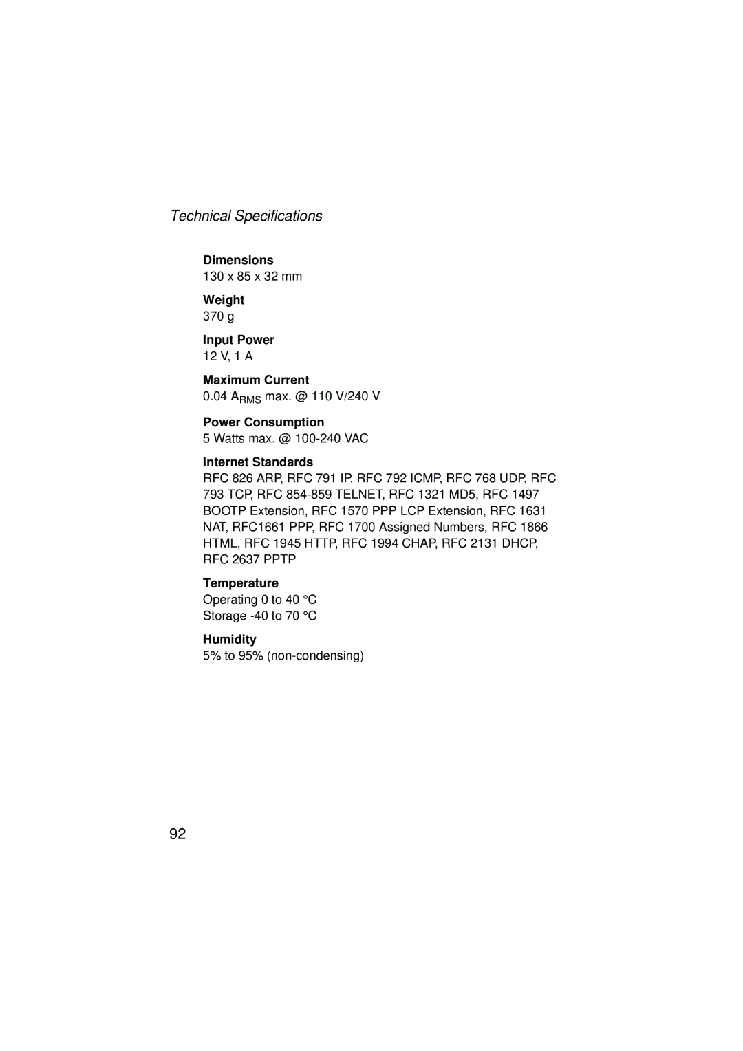 SMC Networks SMC2304WBRA-AG manual Technical Specifications 