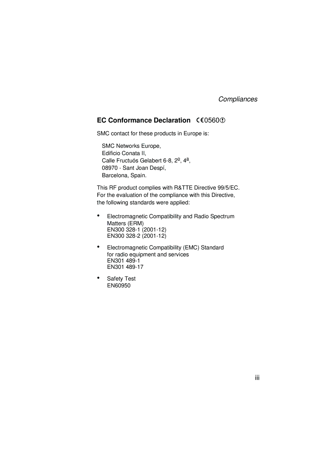 SMC Networks SMC2304WBRA-AG manual EC Conformance Declaration 