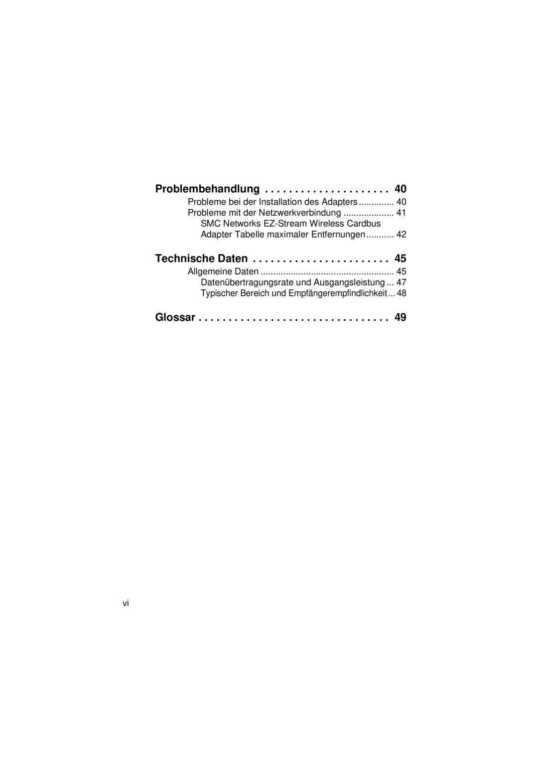 SMC Networks SMC2336W-AG manual Problembehandlung, Technische Daten, Glossar 