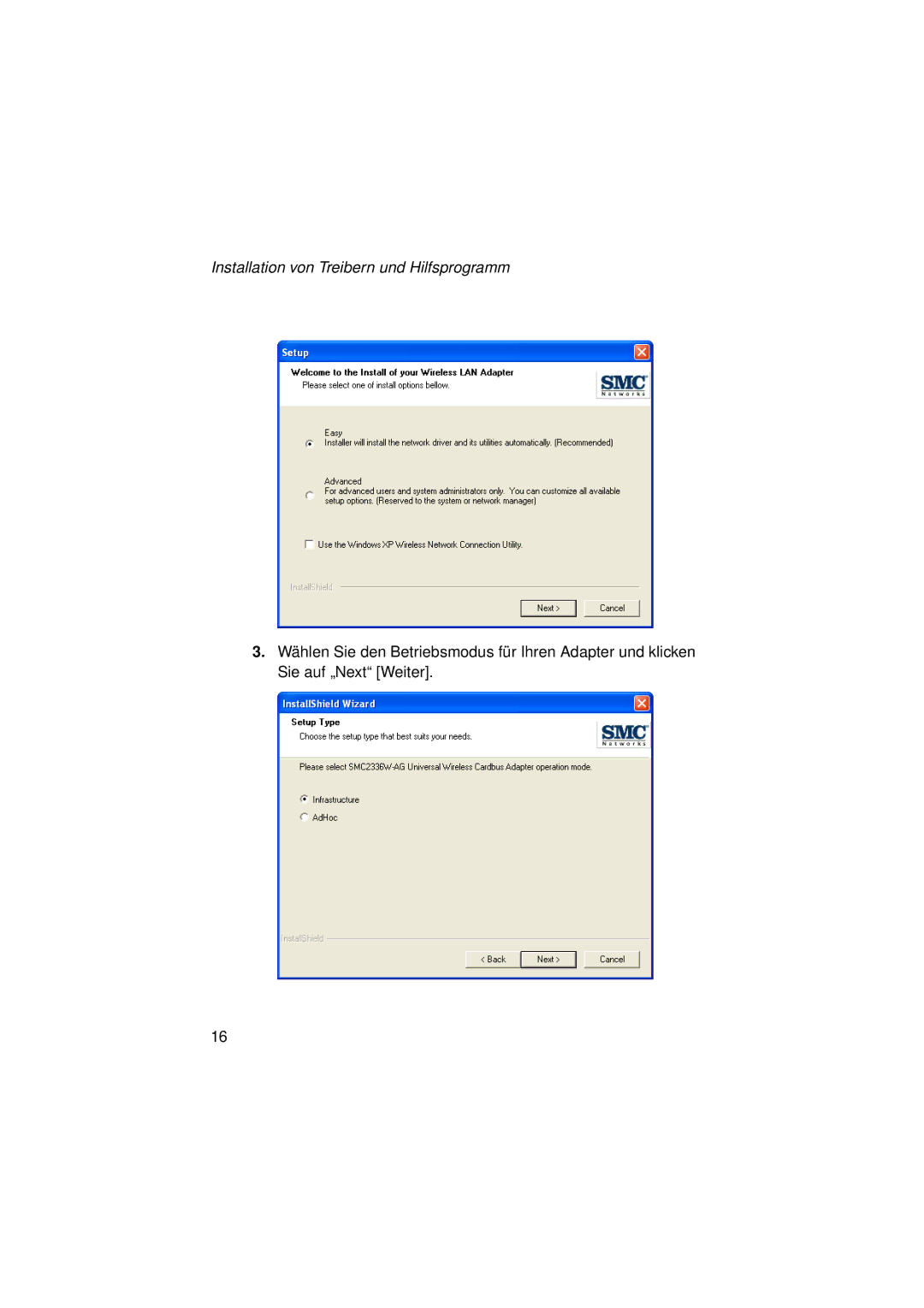 SMC Networks SMC2336W-AG manual Installation von Treibern und Hilfsprogramm 