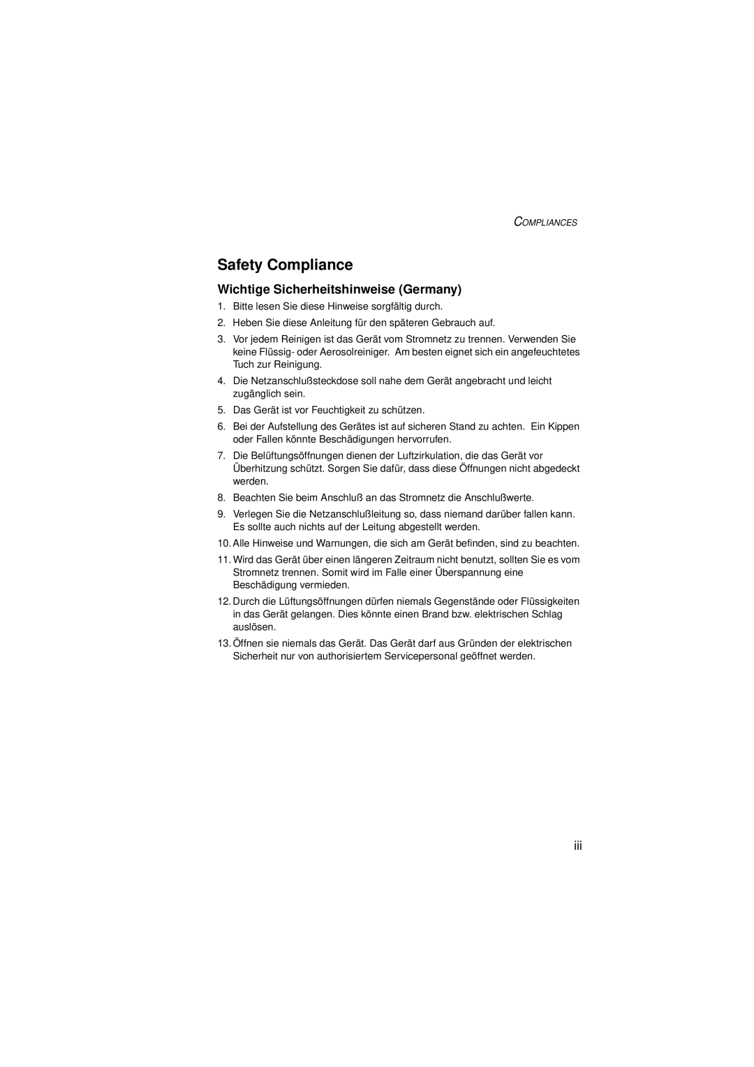 SMC Networks SMC2336W-AG manual Safety Compliance, Wichtige Sicherheitshinweise Germany 