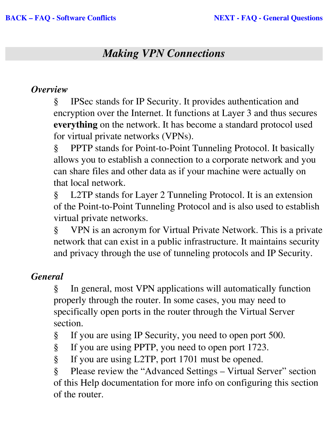 SMC Networks SMC2404WBR manual Making VPN Connections 