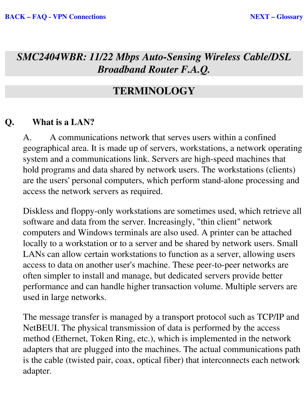 SMC Networks SMC2404WBR manual Terminology, What is a LAN? 