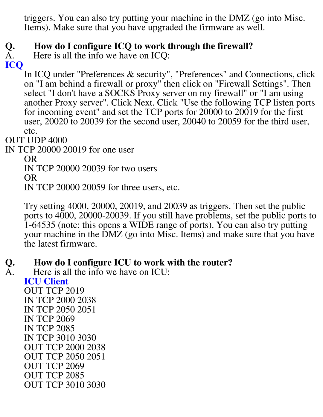 SMC Networks SMC2404WBR manual How do I configure ICU to work with the router?, ICU Client 