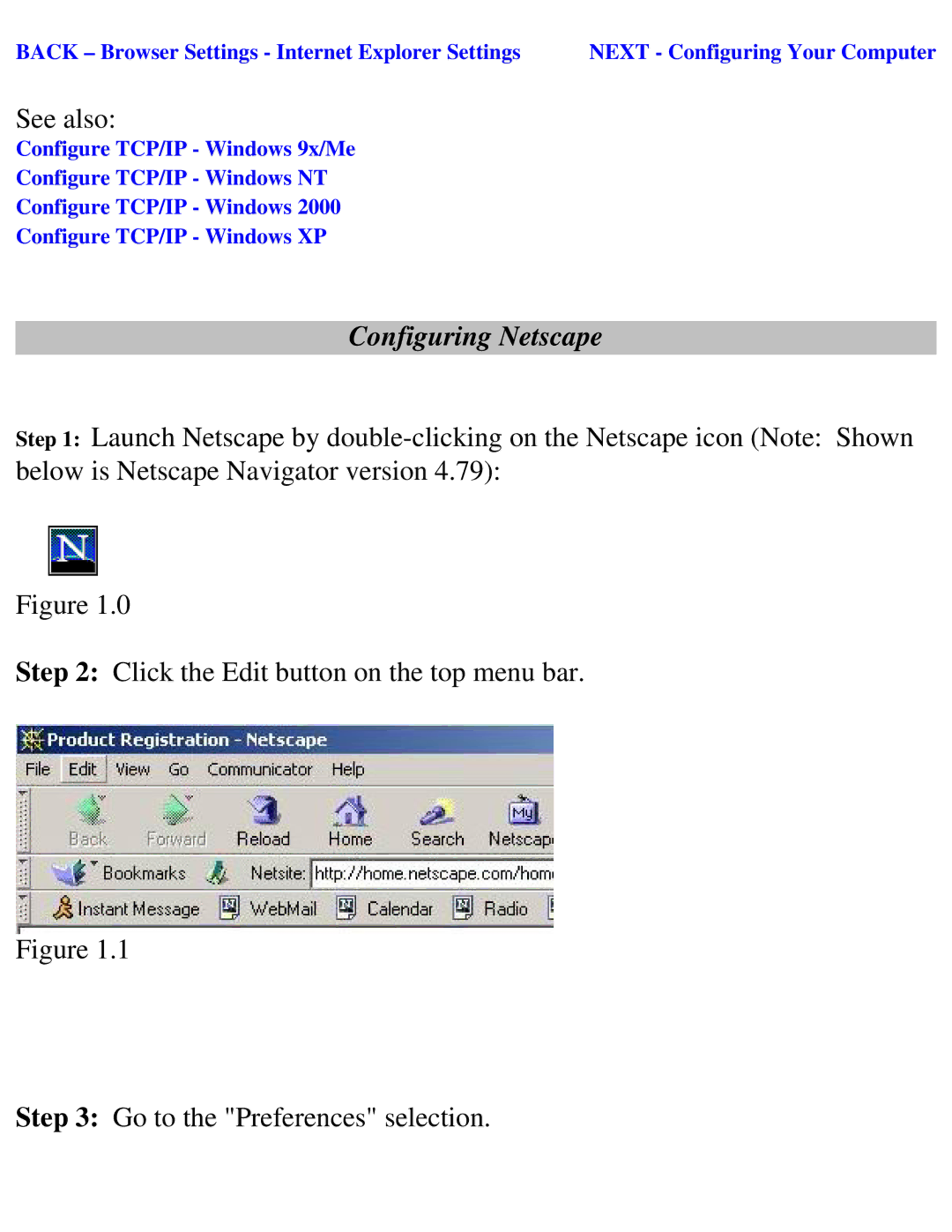 SMC Networks SMC2404WBR manual Configuring Netscape 