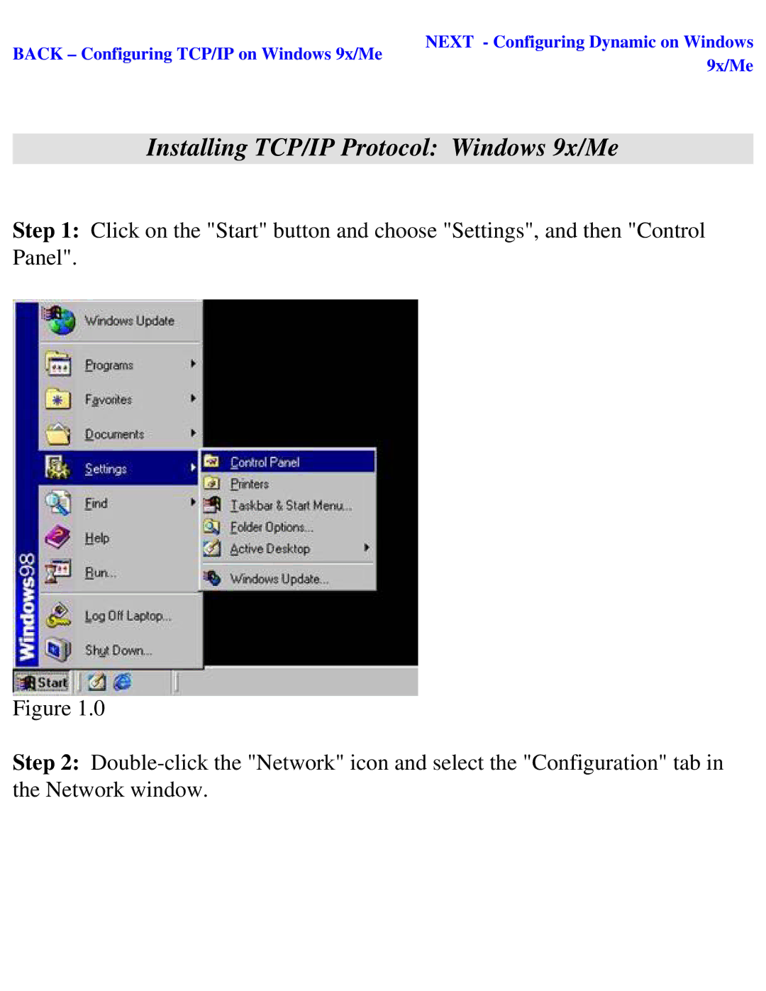 SMC Networks SMC2404WBR manual Installing TCP/IP Protocol Windows 9x/Me 