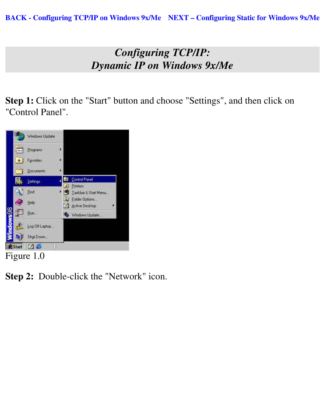 SMC Networks SMC2404WBR manual Configuring TCP/IP Dynamic IP on Windows 9x/Me 