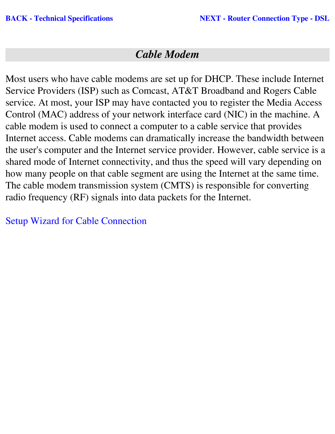 SMC Networks SMC2404WBR manual Cable Modem 