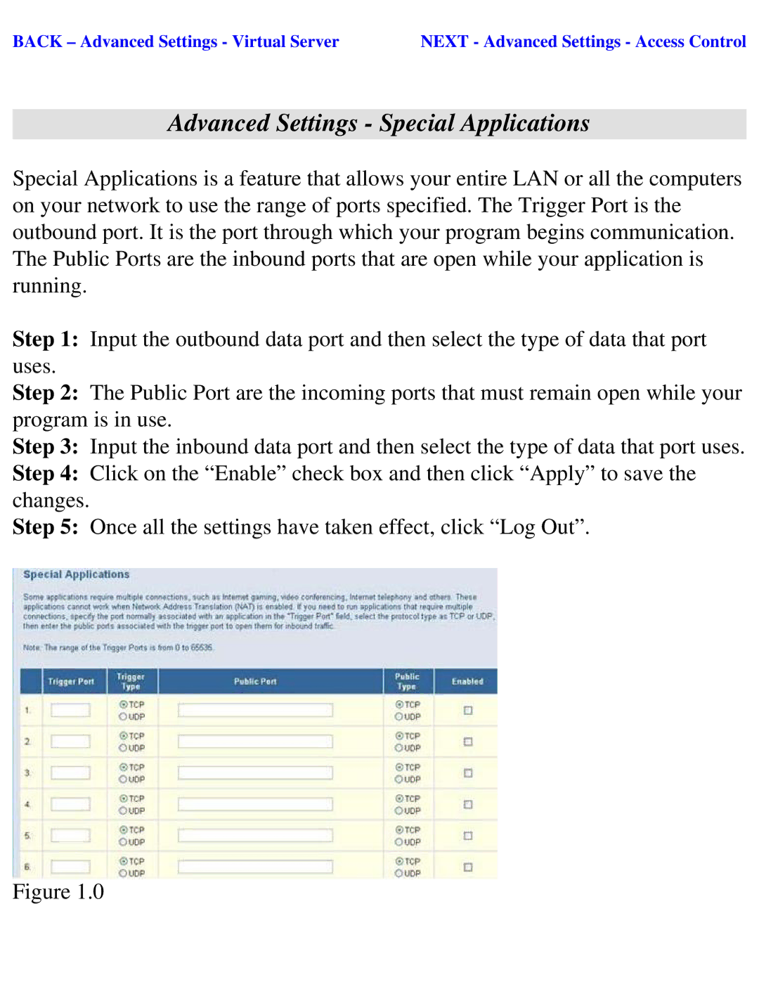 SMC Networks SMC2404WBR manual Advanced Settings Special Applications 