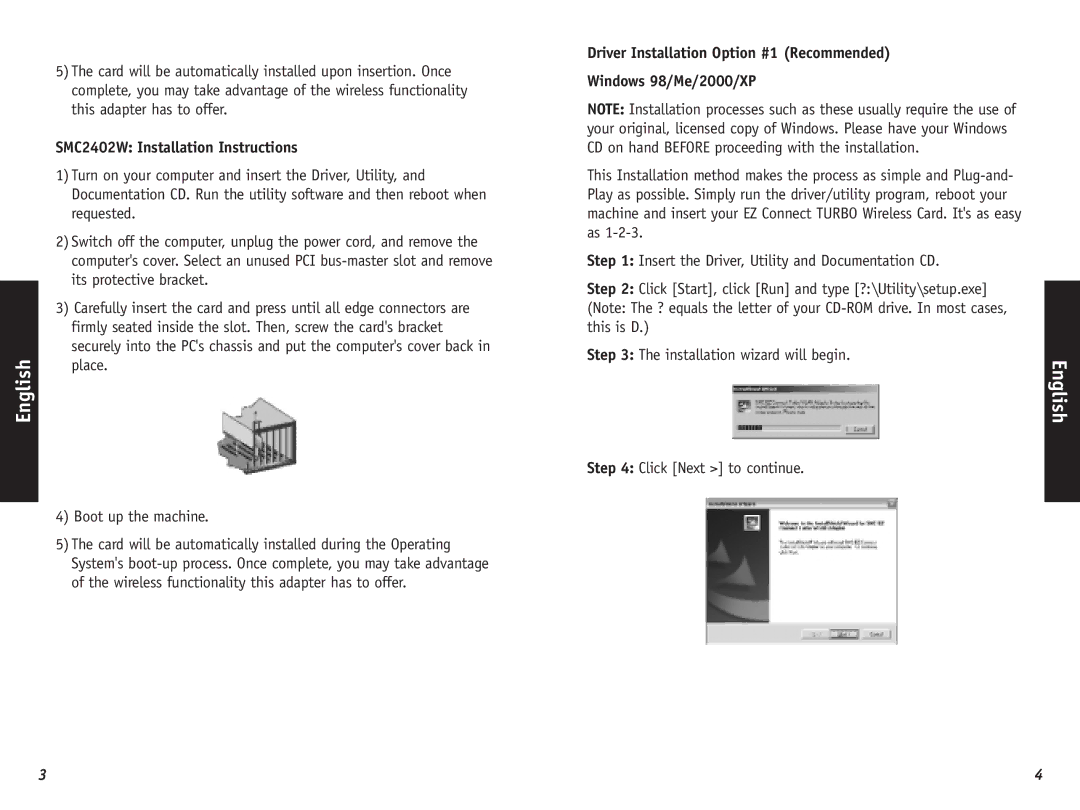 SMC Networks SMC2435W manual English, SMC2402W Installation Instructions 