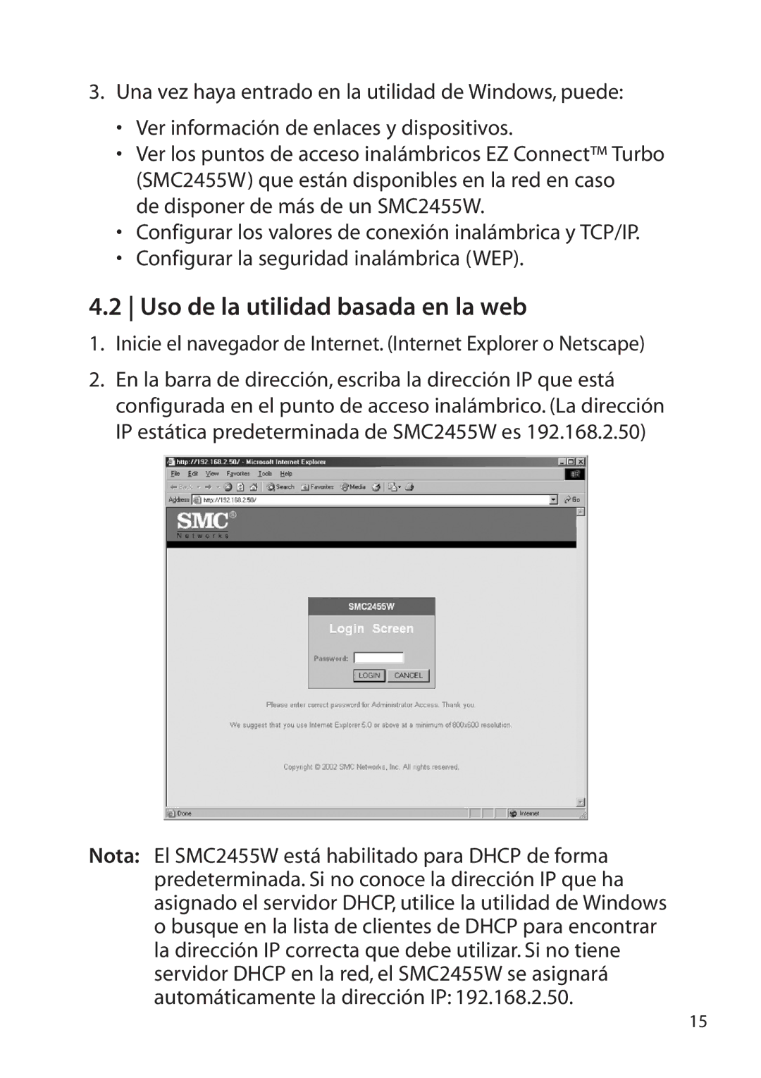 SMC Networks SMC2455W manual Uso de la utilidad basada en la web 