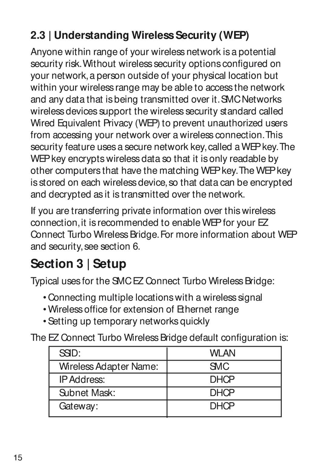 SMC Networks SMC2482W manual Setup, Understanding Wireless Security WEP 