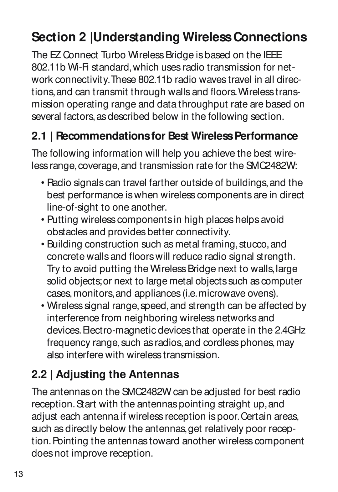 SMC Networks SMC2482W manual Understanding Wireless Connections, Recommendations for Best Wireless Performance 