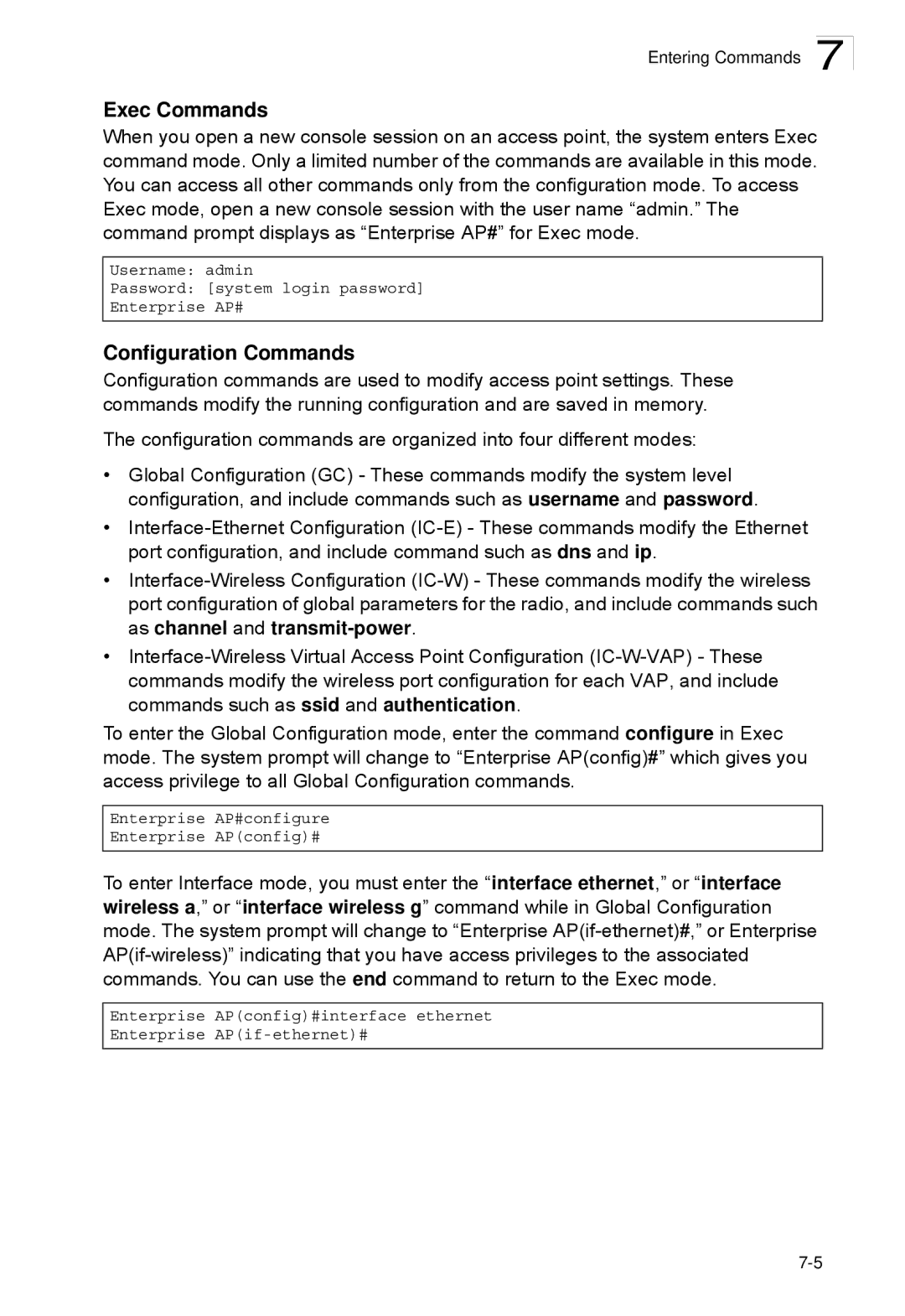 SMC Networks SMC2552W-G2-17 manual Exec Commands, Configuration Commands 