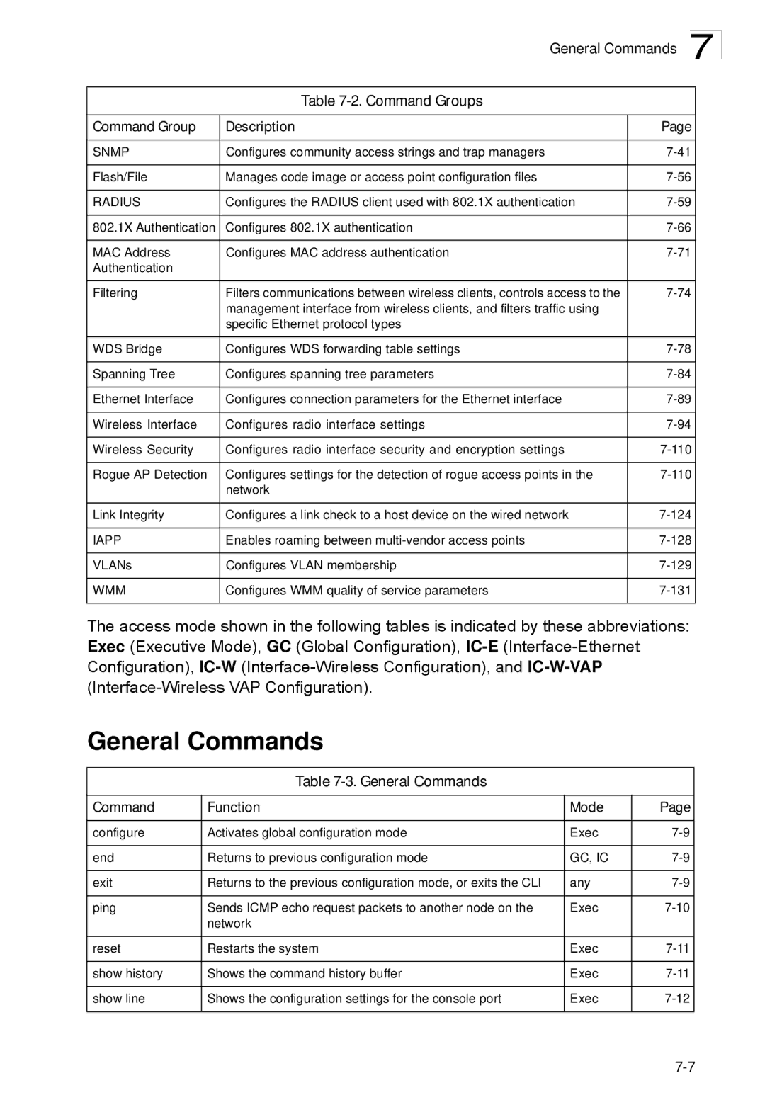 SMC Networks SMC2552W-G2-17 manual General Commands Function Mode 