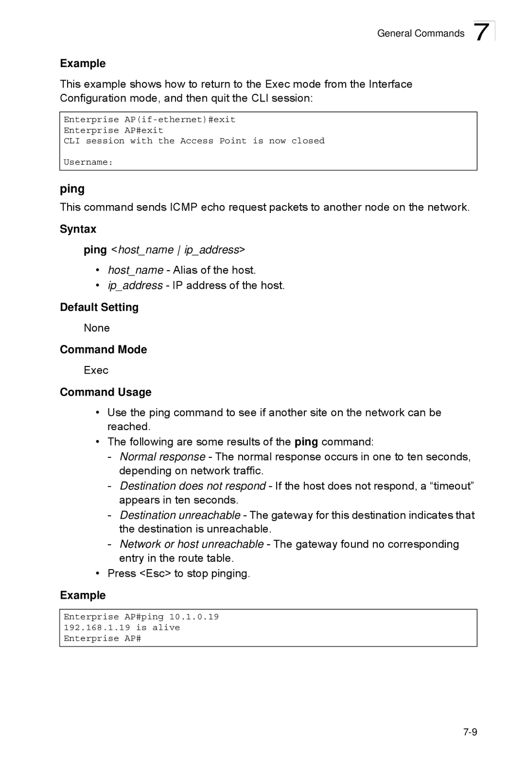 SMC Networks SMC2552W-G2-17 manual Ping, Syntax, Command Usage 