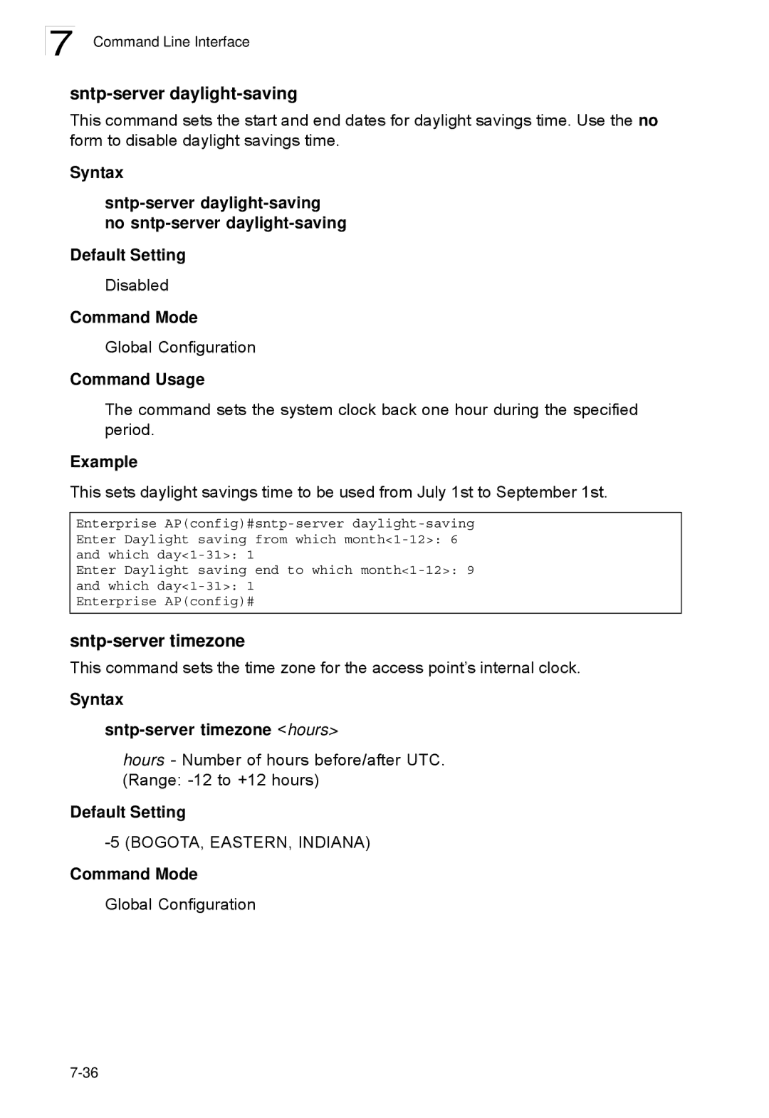 SMC Networks SMC2552W-G2-17 manual Sntp-server daylight-saving, Syntax Sntp-server timezone hours 