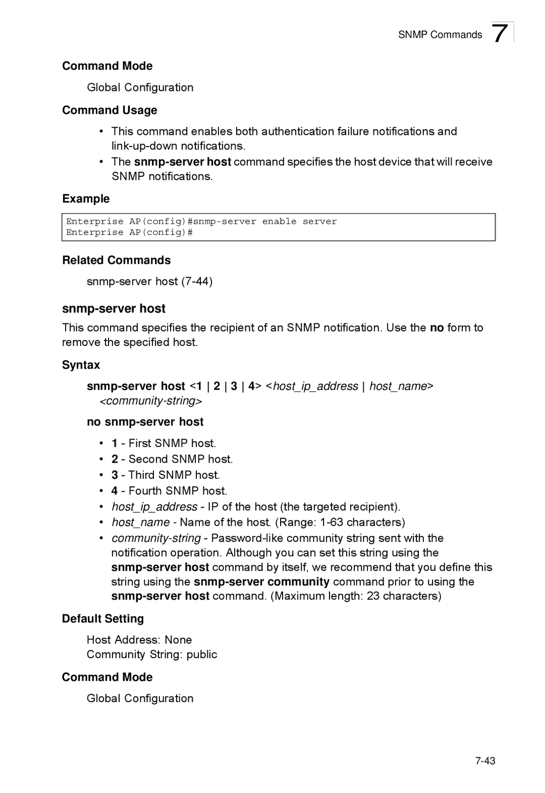 SMC Networks SMC2552W-G2-17 manual Snmp-server host, No snmp-server host 