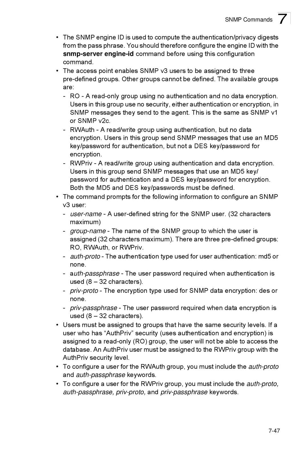 SMC Networks SMC2552W-G2-17 manual Snmp Commands 