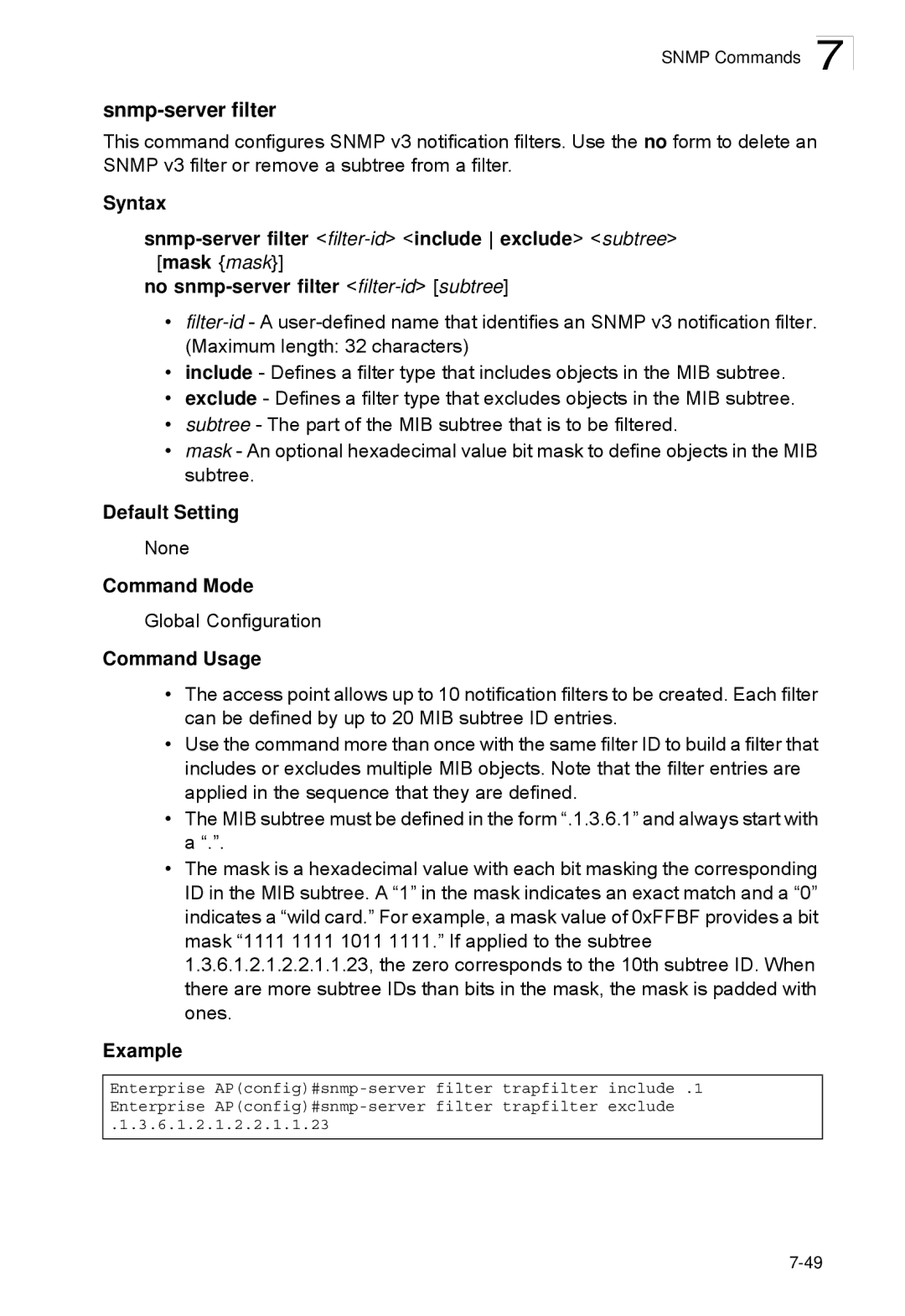 SMC Networks SMC2552W-G2-17 manual Snmp-server filter 