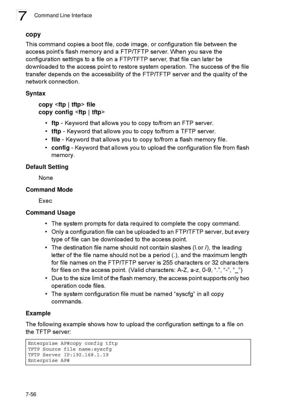 SMC Networks SMC2552W-G2-17 manual Syntax Copy ftp tftp file copy config ftp tftp 