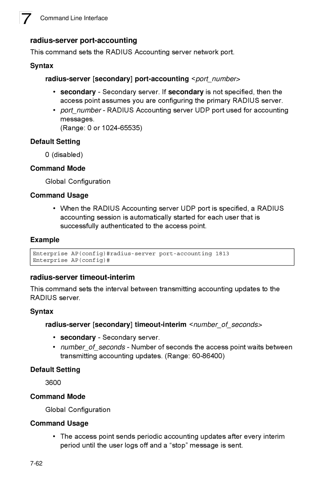 SMC Networks SMC2552W-G2-17 manual Radius-server port-accounting, Radius-server timeout-interim 