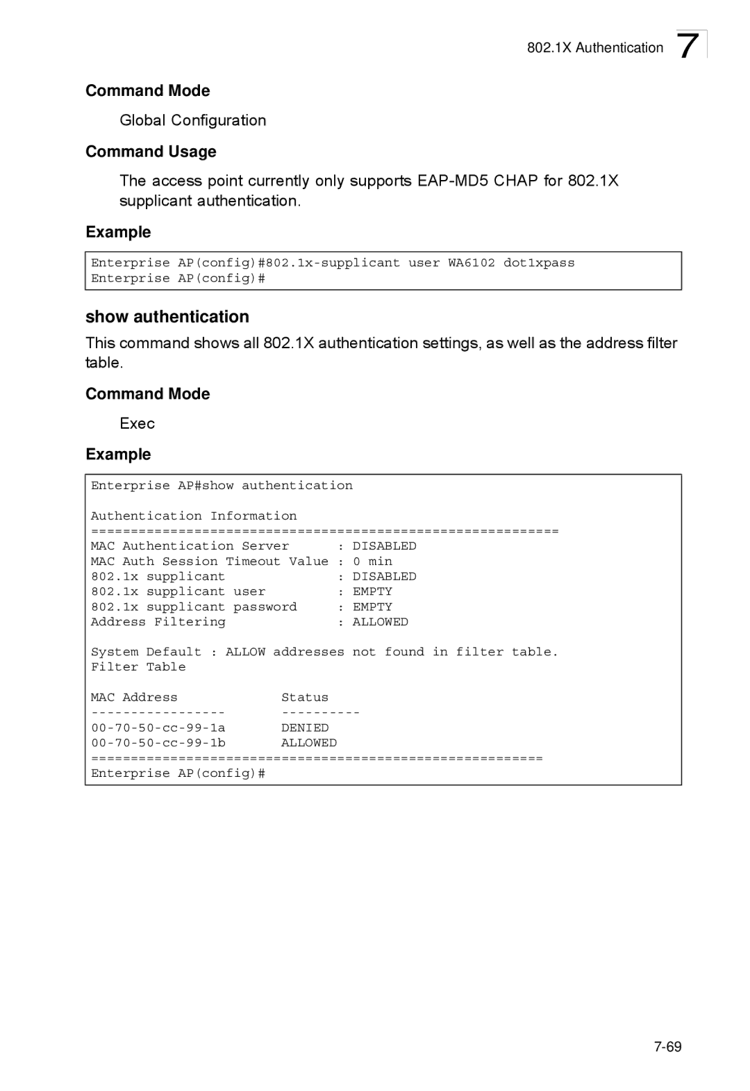 SMC Networks SMC2552W-G2-17 manual Show authentication 