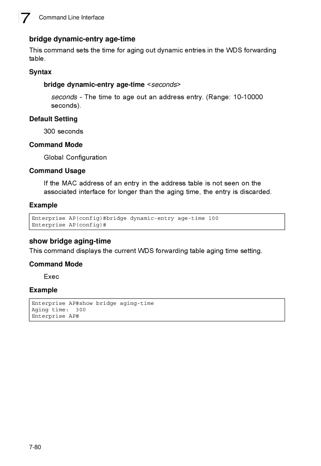 SMC Networks SMC2552W-G2-17 manual Bridge dynamic-entry age-time, Show bridge aging-time 