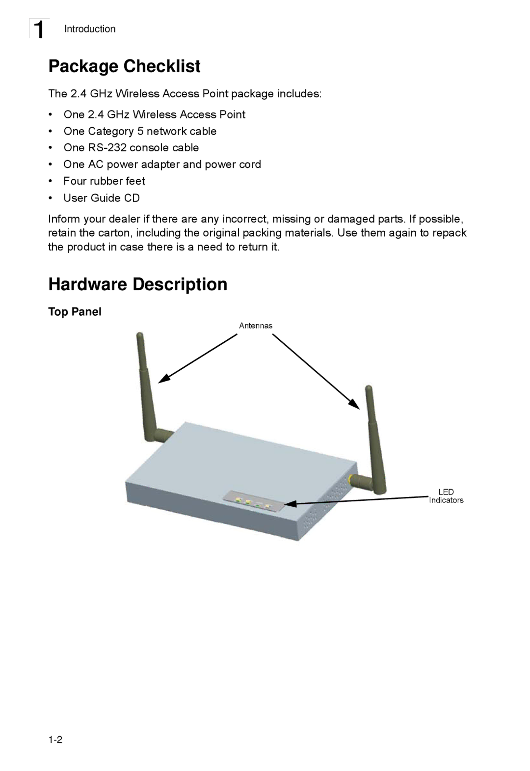 SMC Networks SMC2552W-G2-17 manual Package Checklist, Hardware Description, Top Panel 