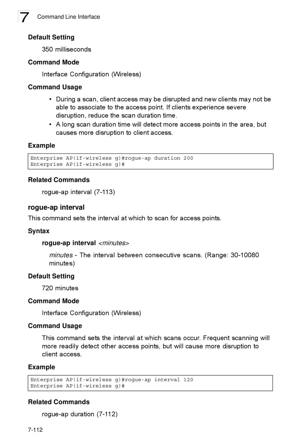 SMC Networks SMC2552W-G2-17 manual Syntax Rogue-ap interval minutes 