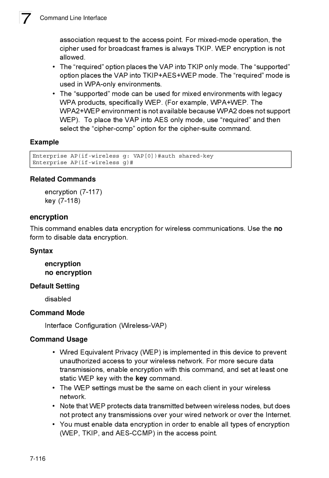 SMC Networks SMC2552W-G2-17 manual Syntax Encryption no encryption Default Setting 