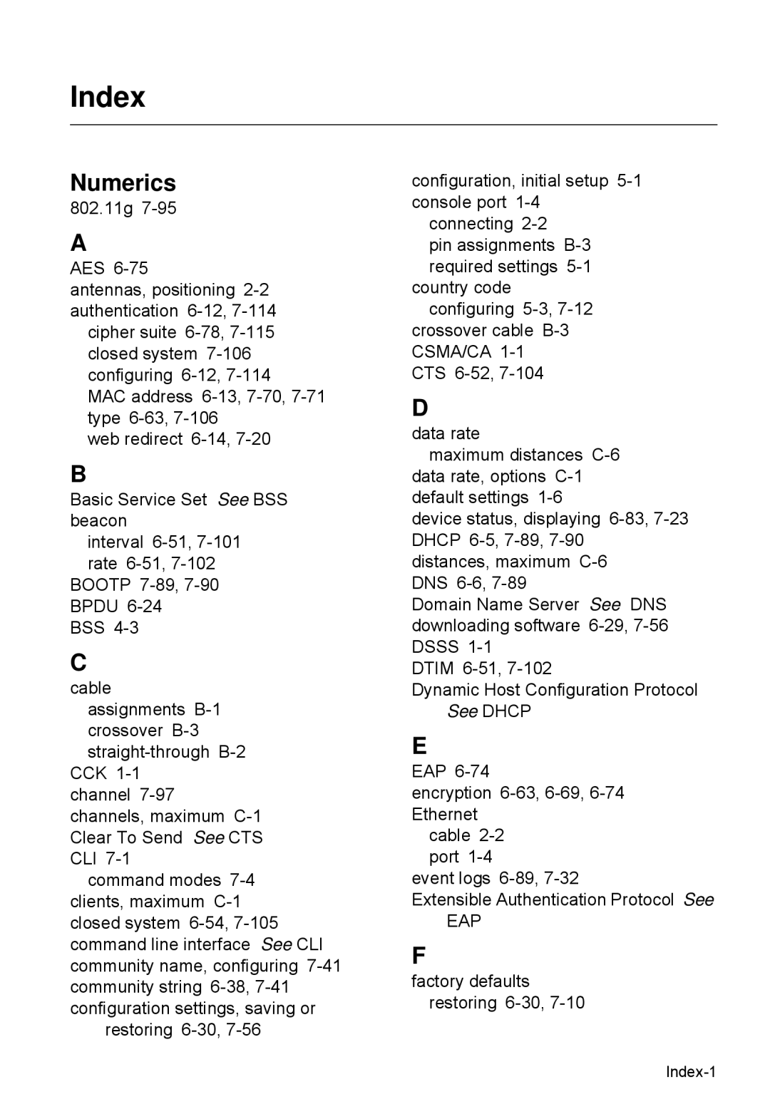 SMC Networks SMC2552W-G2-17 manual Index 