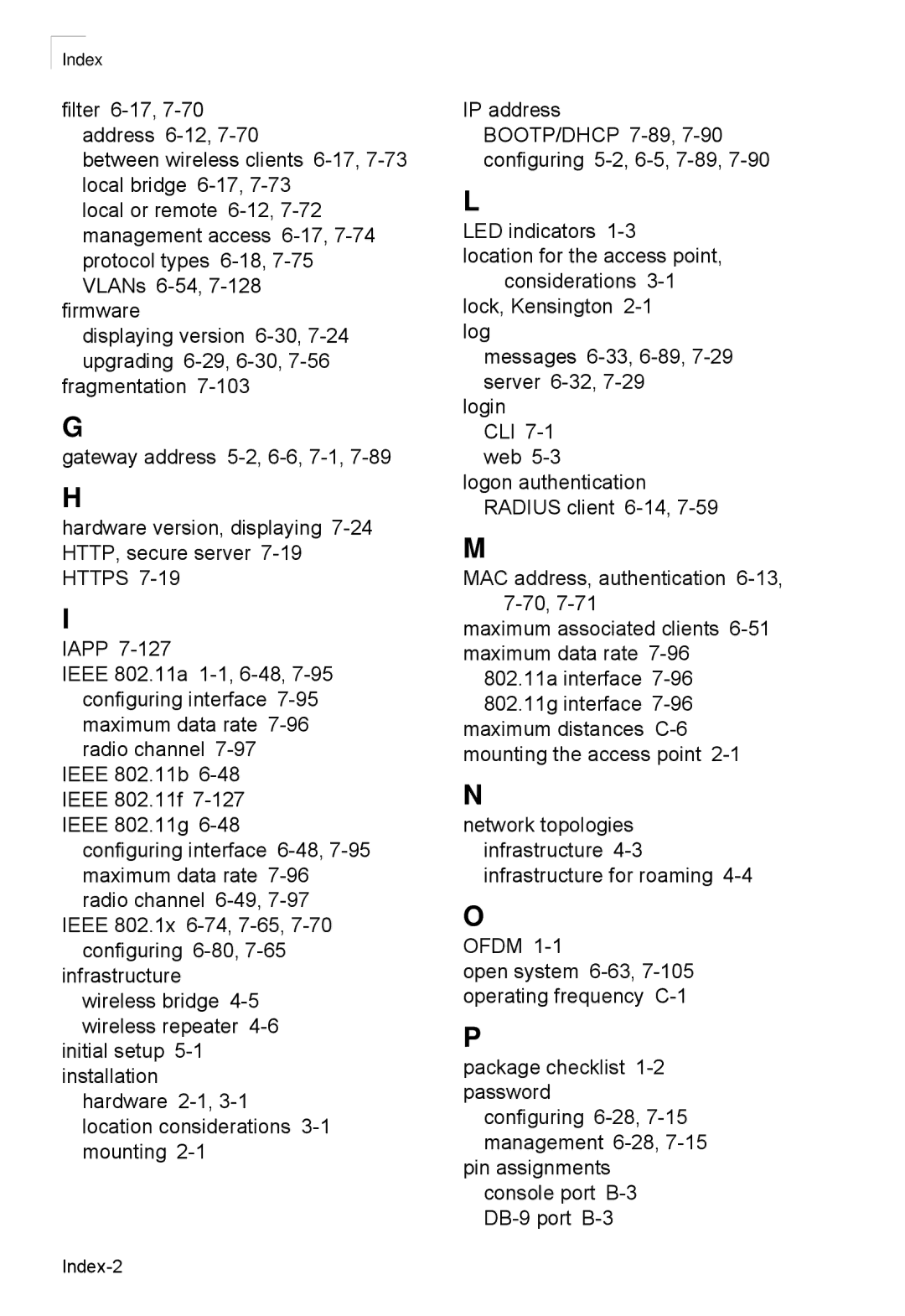 SMC Networks SMC2552W-G2-17 manual Index-2 