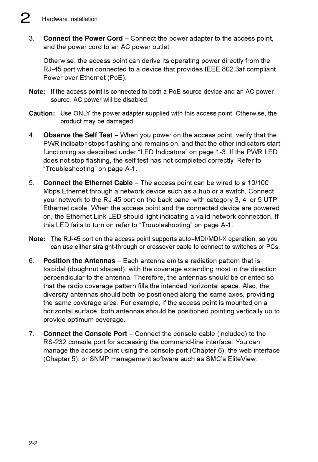 SMC Networks SMC2552W-G2-17 manual Hardware Installation 