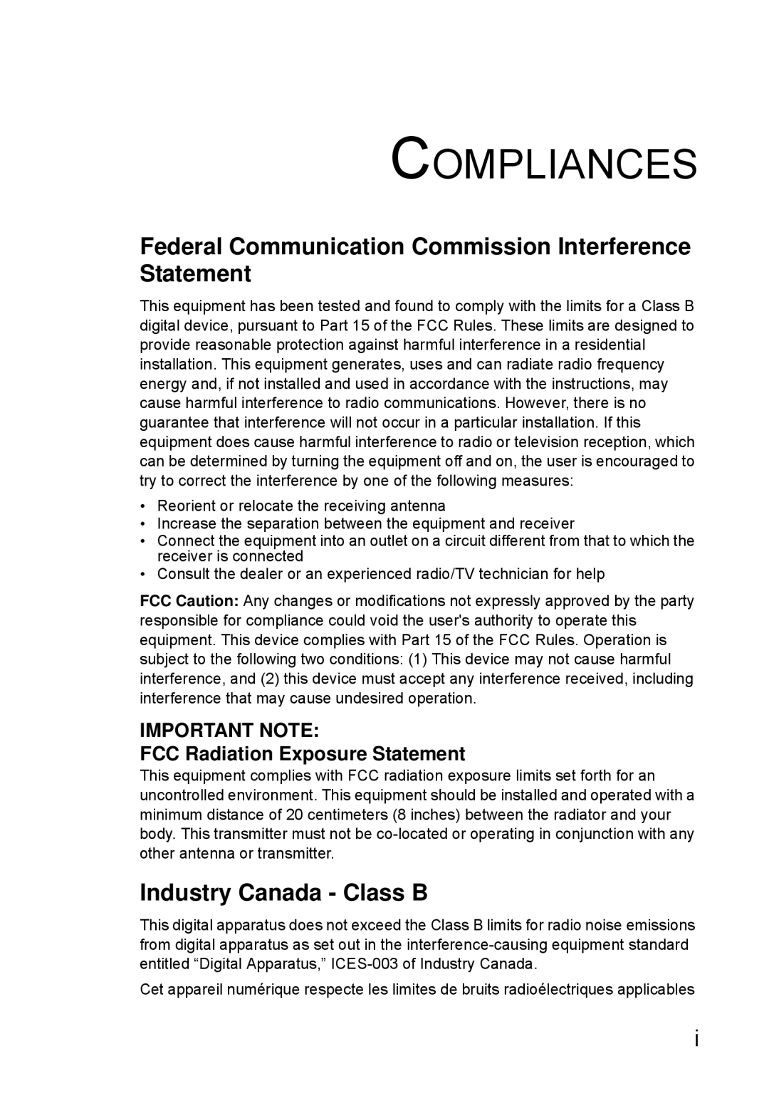 SMC Networks SMC2552W-G2-17 manual Compliances, FCC Radiation Exposure Statement 