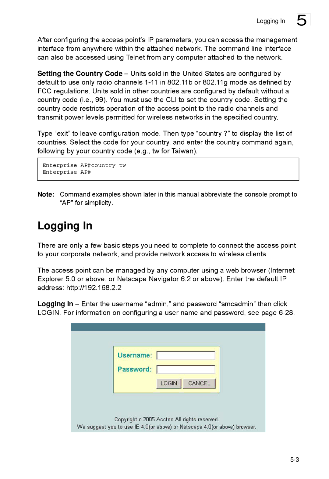 SMC Networks SMC2552W-G2-17 manual Logging 