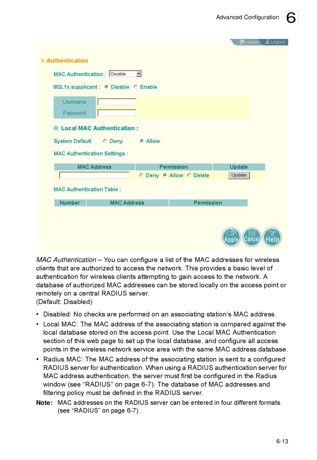 SMC Networks SMC2552W-G2-17 manual Advanced Configuration 