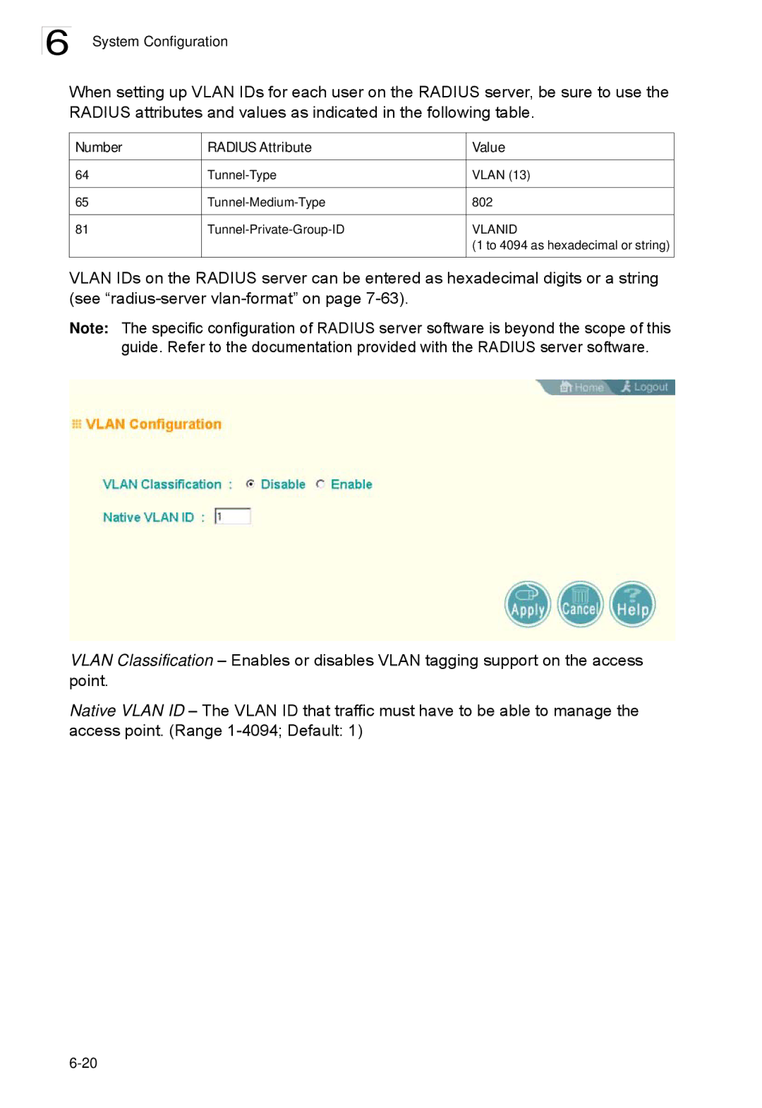 SMC Networks SMC2552W-G2-17 manual Number Radius Attribute Value, Vlanid 