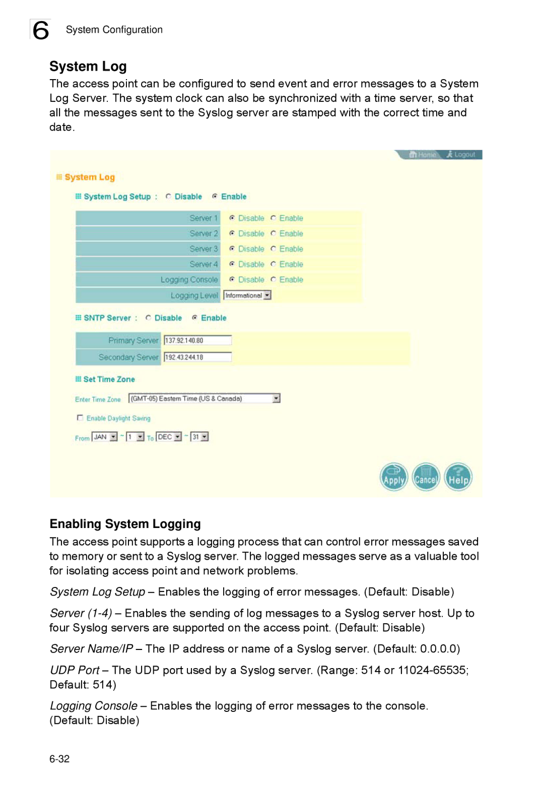 SMC Networks SMC2552W-G2-17 manual Enabling System Logging 