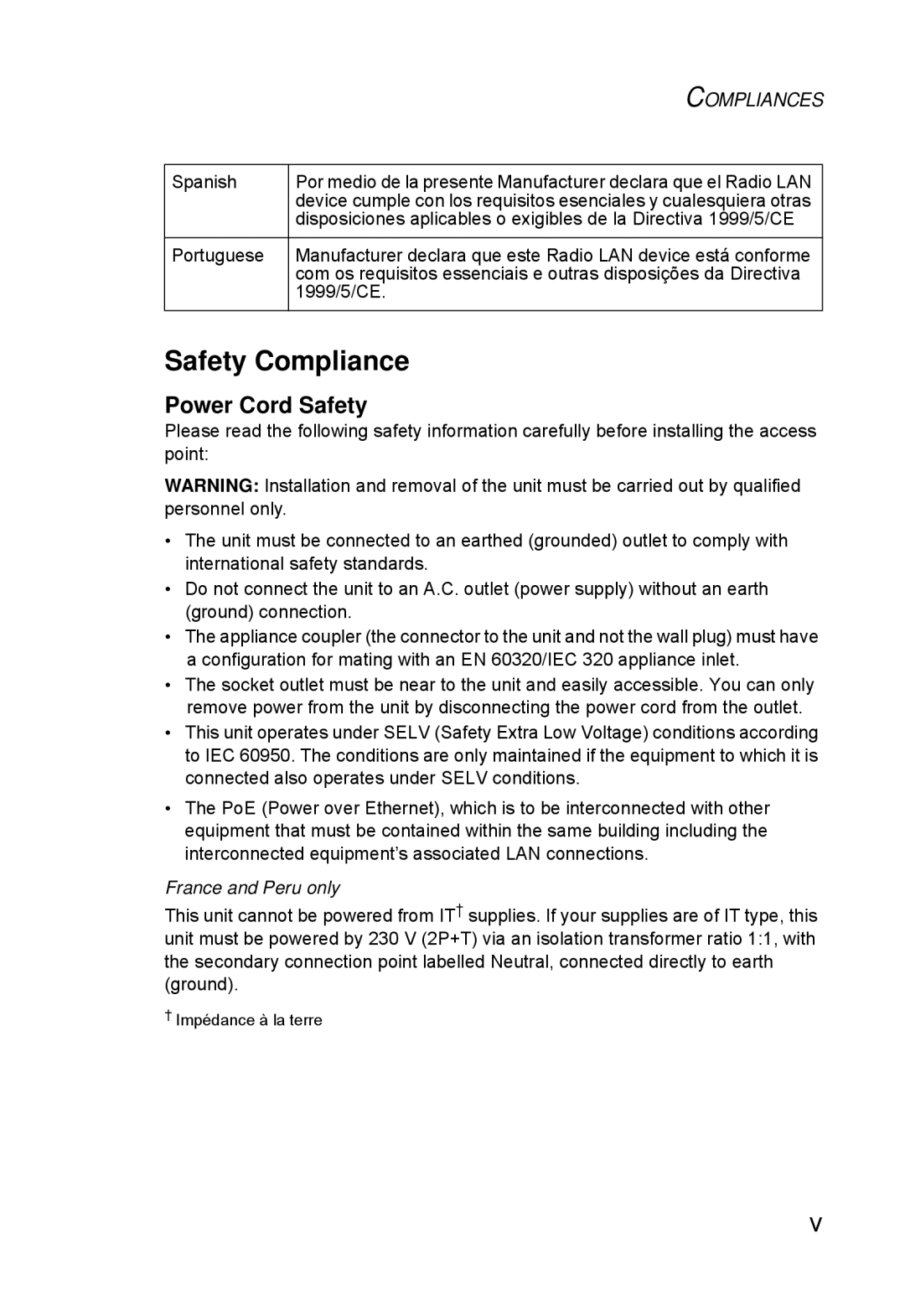 SMC Networks SMC2552W-G2-17 manual Power Cord Safety, Spanish 