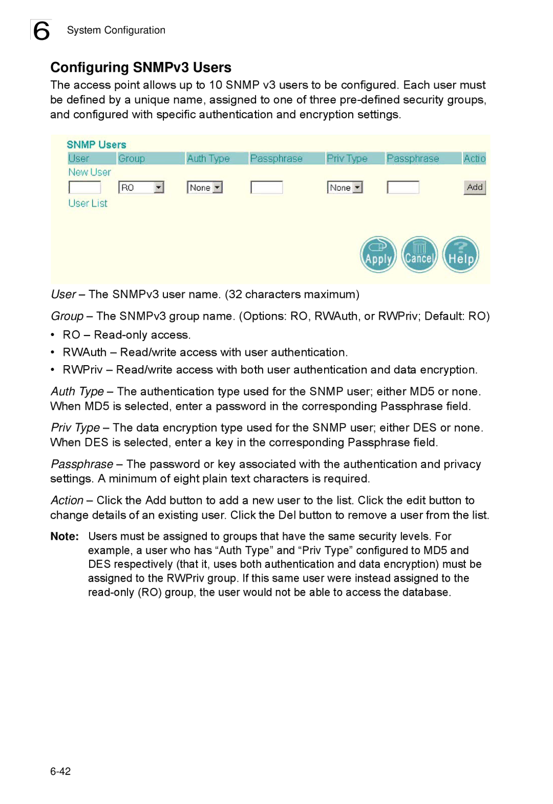 SMC Networks SMC2552W-G2-17 manual Configuring SNMPv3 Users 