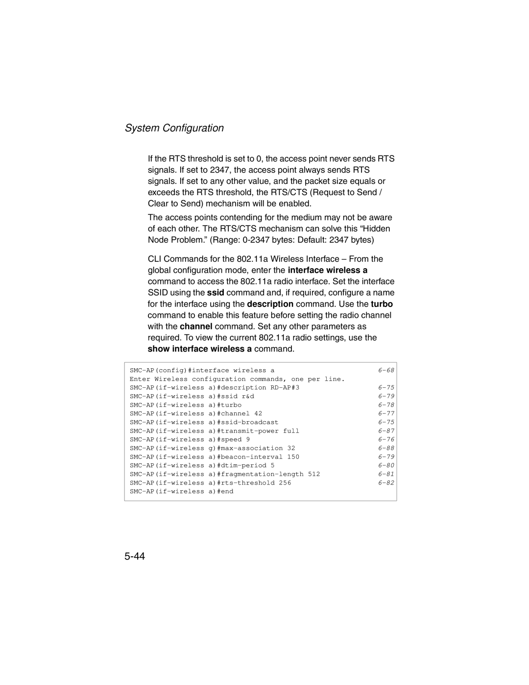 SMC Networks SMC2555W-AG manual Enter Wireless configuration commands, one per line 