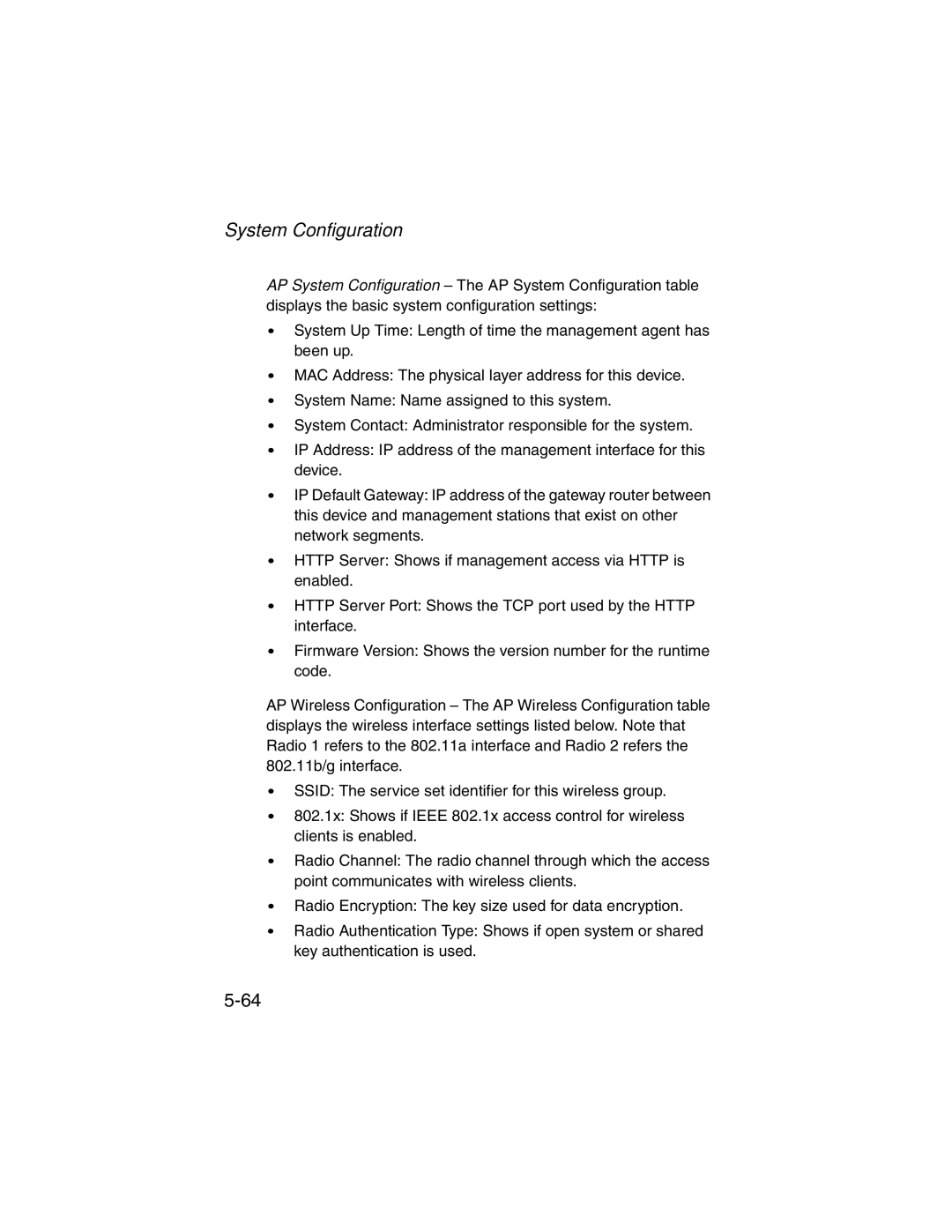 SMC Networks SMC2555W-AG manual System Configuration 