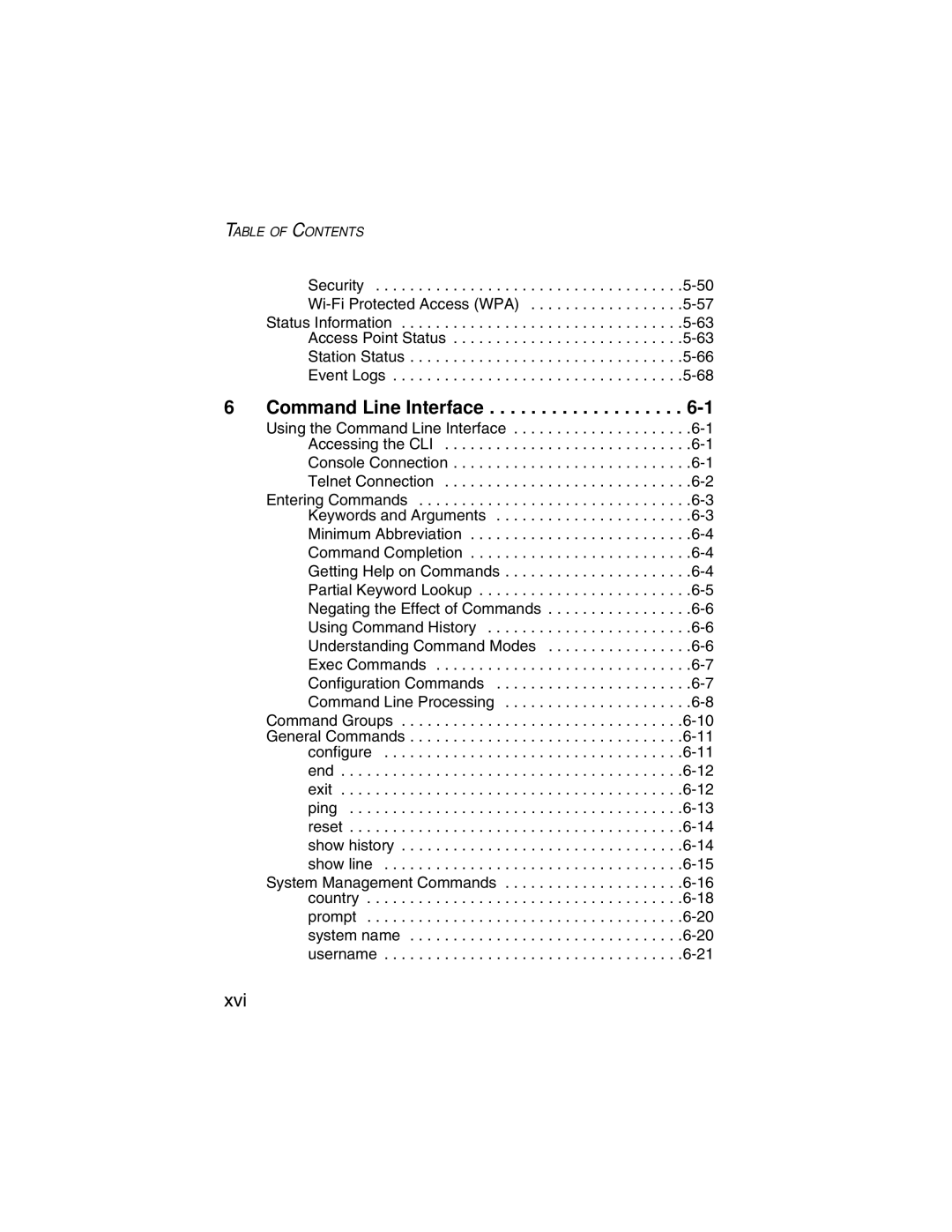 SMC Networks SMC2555W-AG manual Command Line Interface, Xvi 