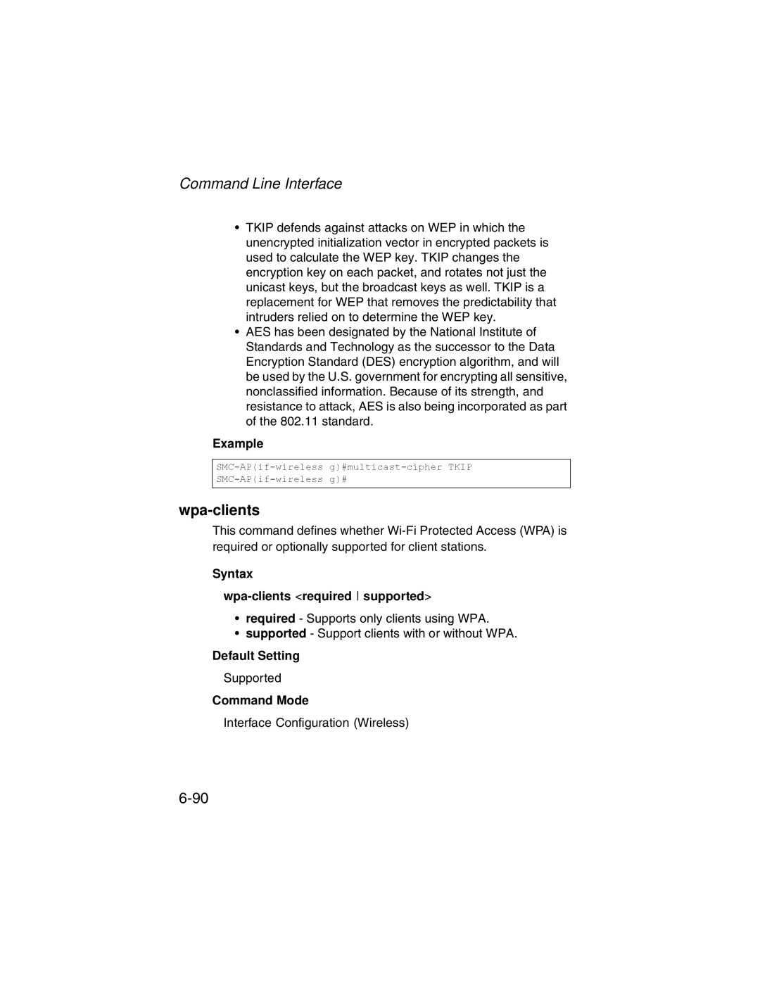 SMC Networks SMC2555W-AG manual Syntax Wpa-clients required supported 