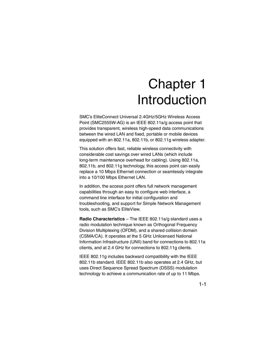 SMC Networks SMC2555W-AG manual Chapter Introduction 