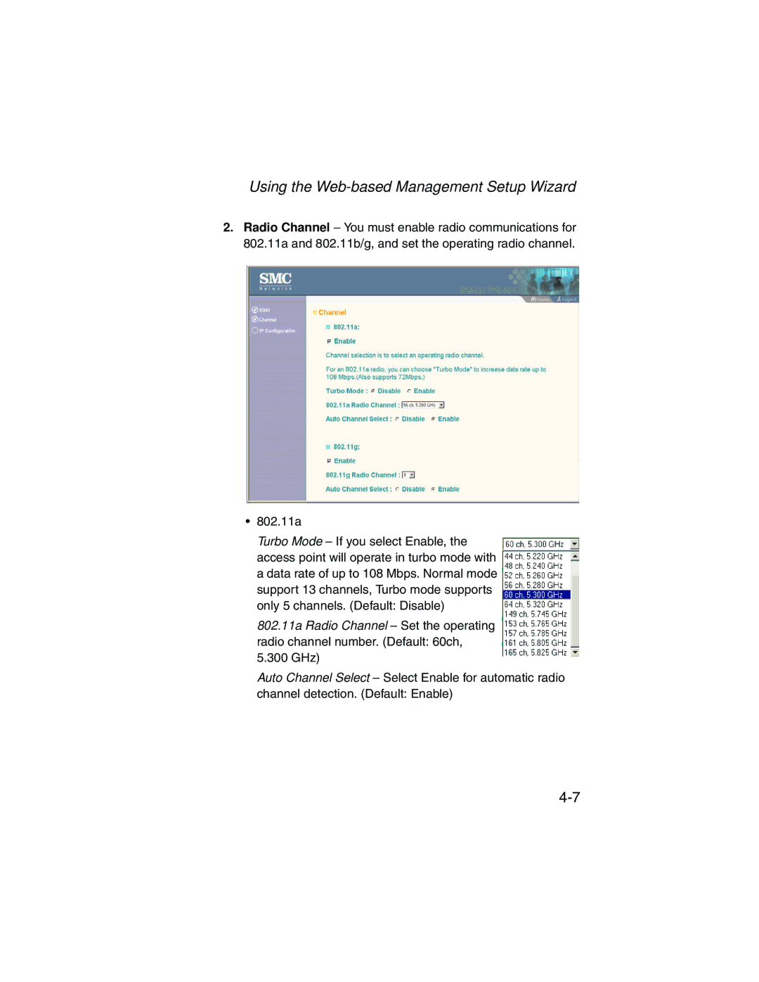 SMC Networks SMC2555W-AG manual Using the Web-based Management Setup Wizard 