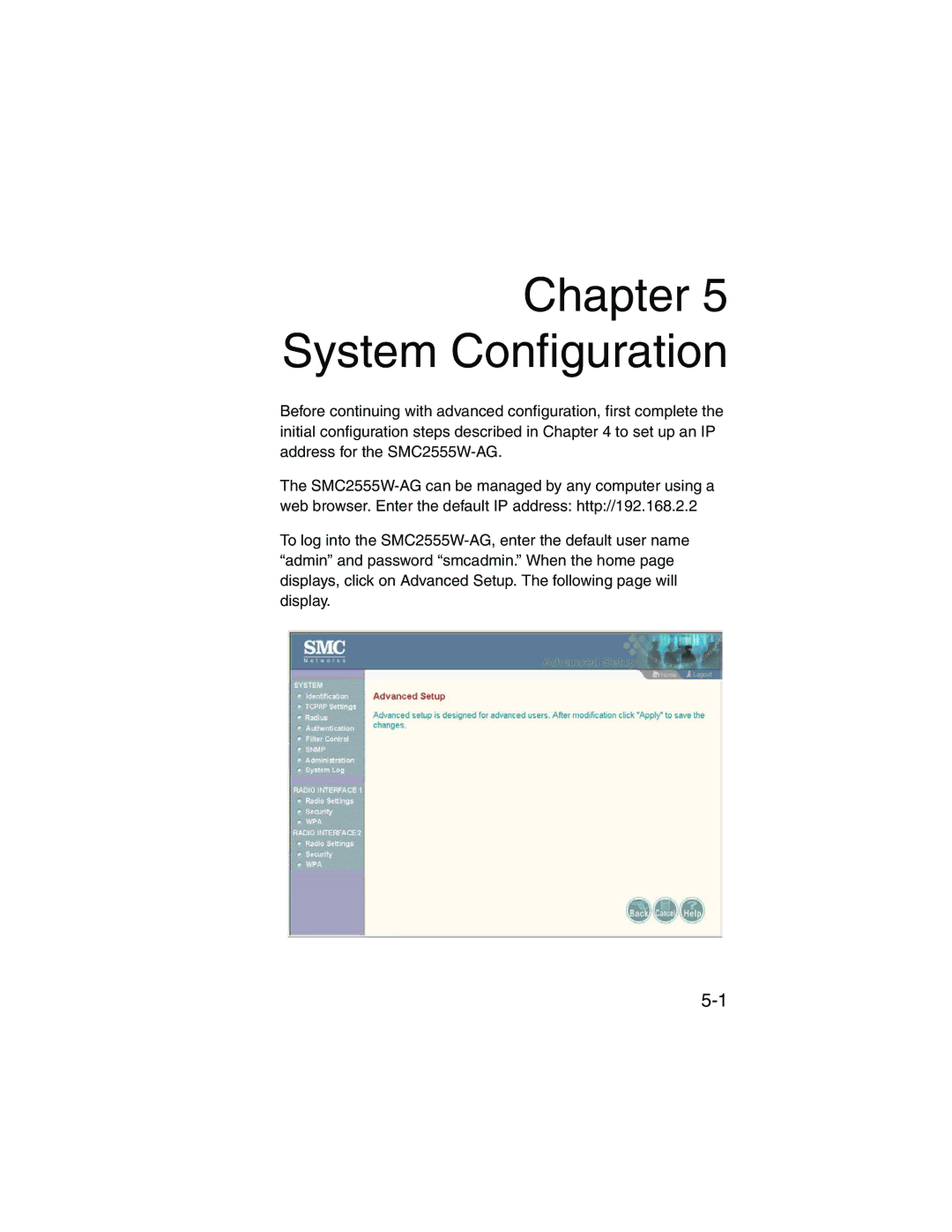 SMC Networks SMC2555W-AG manual System Configuration 