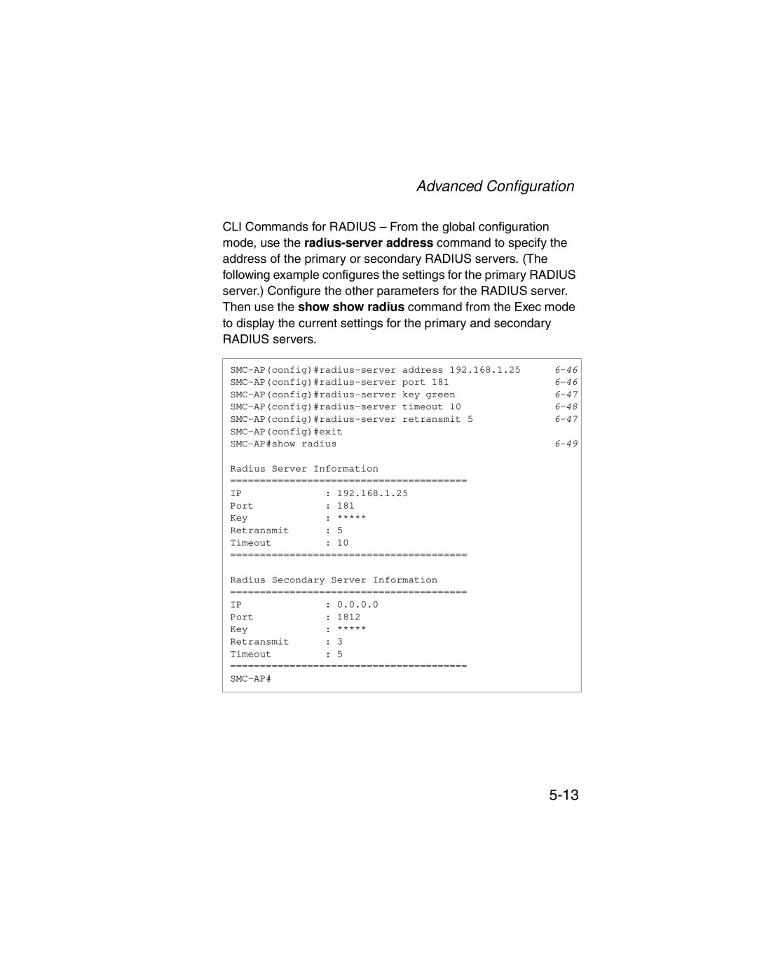 SMC Networks SMC2555W-AG manual SMC-APconfig#radius-server address 