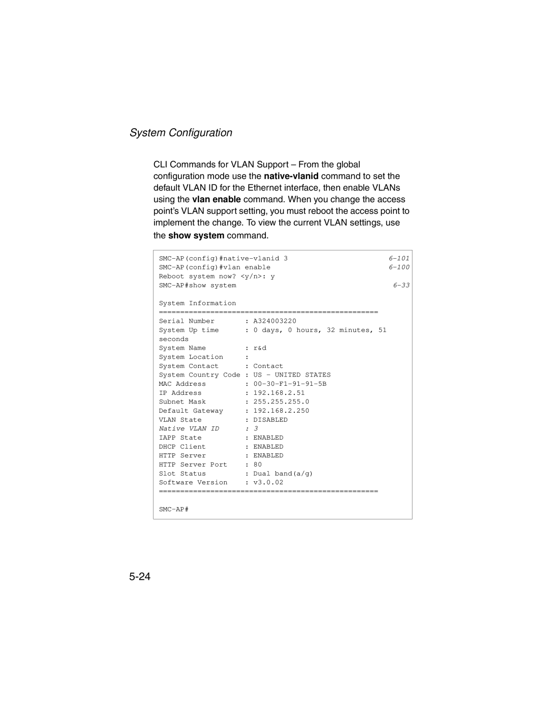 SMC Networks SMC2555W-AG manual Native Vlan 